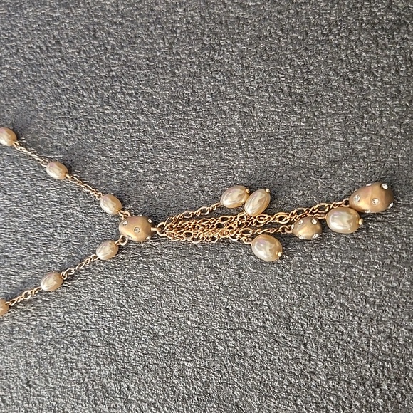 Monet retro drop gold tone pearl necklace - Picture 2 of 5